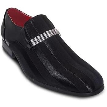 Sleek Noir Loafer with Diamond Strap – Size 8
