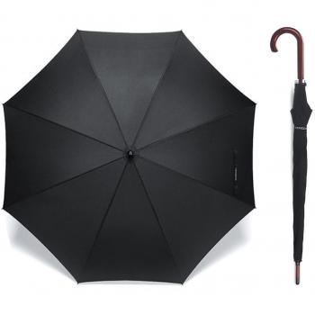 Reise‑Schirm Auto-Open – 2‑Personen‑Version, 121 cm, 48 Zoll, Leicht & Stabil, Holzgriff, Schwarz