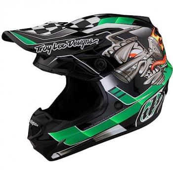 Casco motocross Lee SE4 Polyacrylite Carb MIPS Nero Verde Argento M