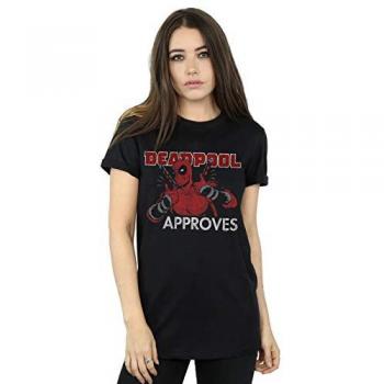 Black Deadpool Approved Cotton Boyfriend T-Shirt for Women