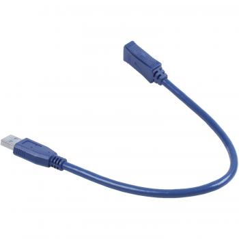 Câble USB 3.0 30 cm bleu, prise femelle vers mâle