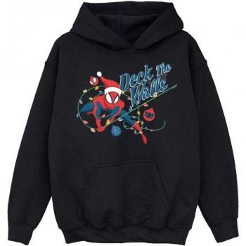 Marvel Boy’s Spider‑Man Wall‑Design Hoodie – Black, Size 9