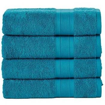 Trident Teal Bath Towels, 4 Piece Set, 100% Cotton, Soft & Plush, 500 GSM