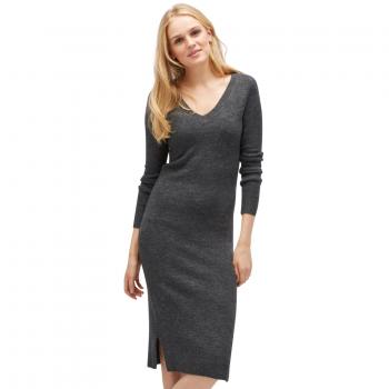 TOM TAILOR DENIM Damen Kleid in Melange‑Optik Shale Grey – Größe M