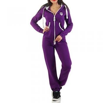 Slim Fit Trainingsanzug Lila – Damen‑Jumpsuit