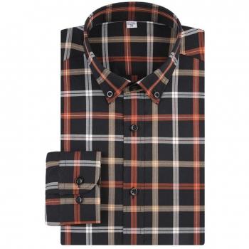 Men's Stylish Plaid Long Sleeve Shirt in Coral Red