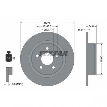 Disque de frein Textar Pro 92124903 pour Tourneo Connect Mk1