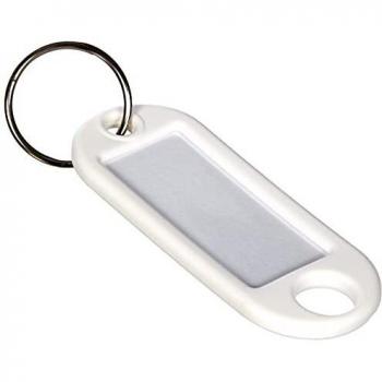 Porte-clés avec étiquettes amovibles, 10 pièces, blanc