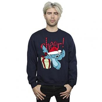 Disney Men's Lilo and Stitch Cheer Sweatshirt Navy Blue