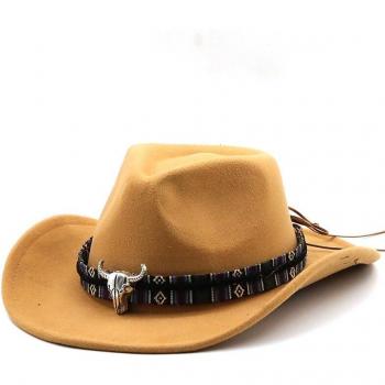 Winter Retro Wool Western Cowboy Hat Wide Brim Jazz Bowler Cap Sombrero Cap for Men and Women