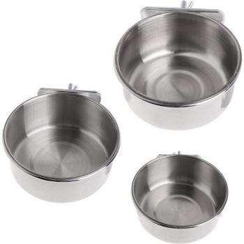 Set de 3 tazones para comida y agua de acero inoxidable para pájaros