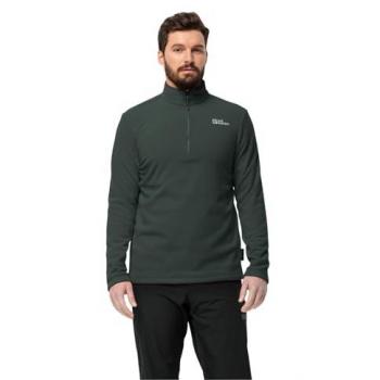 Fleecepullover JACK WOLFSKIN TAUNUS Gr. S, schwarz (black olive) Herren Sweatshirts aus recyceltem Polyester