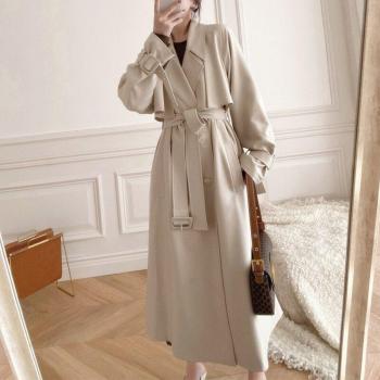 FTLZZ Zweireiher Trenchcoat für Frauen