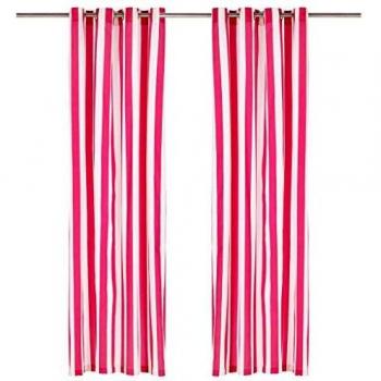 Vorhangset Rosa Streifen 140 x 175 cm mit Metallösen