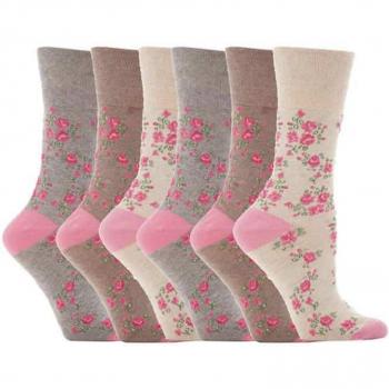 UK Size 4-8 Gentle Grip Beige Cotton Non-Elastic 6-Pair Set
