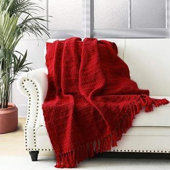 127x152cm Red Knitted Sofa Blanket