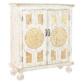 Credenza Decorativa Bianco Dorato in MDF 93,5 x 36,5 x 110 cm