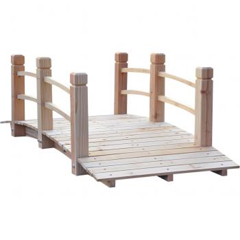 Outsunny Holz-Gartenbrücke mit Geländer für bis zu 180 kg aus Tannenholz, ca. 68x48x153 cm