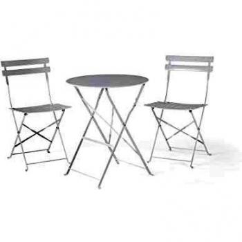 Ensemble Beliani pour patio : table et deux chaises, couleur acier blanc Fiori