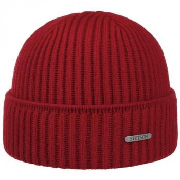 Merino-Stipendien-Beanie Stetson – Ripp-Strick, 1‑Size, Rot
