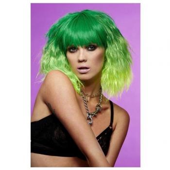 Peluca Verde Corta con Efecto Degradado