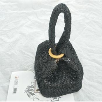 DAUNAVIA Women's Mini Woven Beach Bag with Ring
