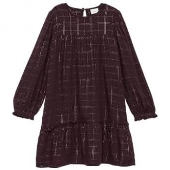 S.Oliver Kleid langarm Karo für Mädchen in lila 116