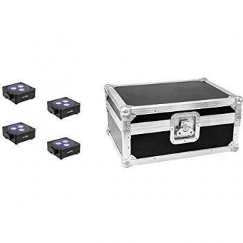 EUROLITE Set 4x AKKU Flat Light 3 sw + Case