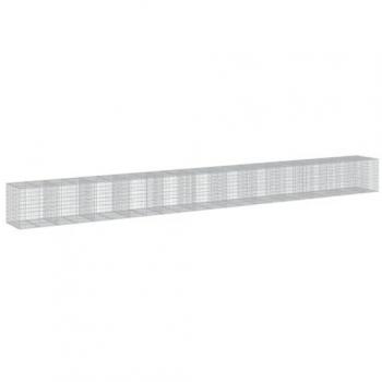 Cesto Gabbione con Copertura 1150x100x100 cm in Ferro Zincato Argento