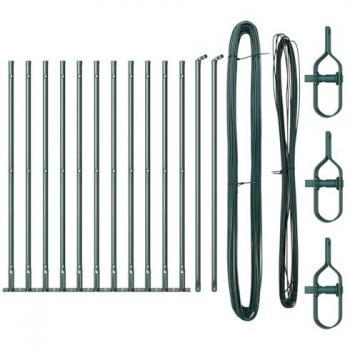 Kit de postes de cerca 13 pcs verde Ø32mm 110 cm acero galvanizado