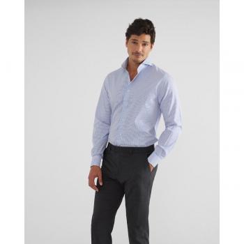 Camisa de vestir slim azul con rayas para hombre