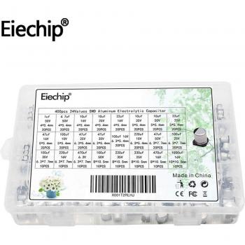 Aluminum SMD Capacitor Assortment: 400 pcs/lot, 1 µF–1000 µF, 24 Values, 10 V–50 V