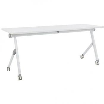 Portable Folding Table with Casters, 180 x 60 cm, White Bendi