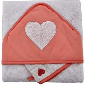 Coffret Sortie de Bain Brodée + Gant Cœur Pêche