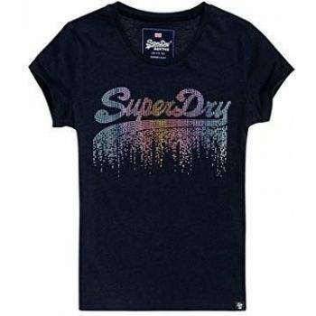 T-shirt Femme Superdry Vintage Logo Cascade Entry, Bleu (Eclipse Navy Marl Agt), XXS