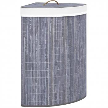 Bamboo Corner Laundry Basket Grey 60 L vidaXL