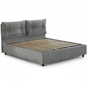 Dmora – Talamo Italia Lit Double Fabiana, lit conteneur avec revêtement en tissu, 100 % Made in Italy, ouverture frontale, convient pour matelas 160×200 cm, Gris