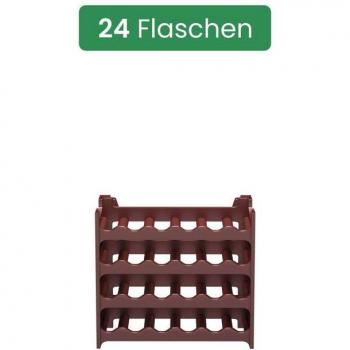 ARTECSIS Weinglas‑Regal (24 Fassungen) – Stapelbar, Kunststoff, Braun