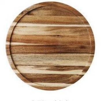 Round Wooden Dessert Stand with Glass Cover