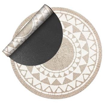 Alfombra vinílica redonda para cocina o salón, textura rattan, 200 cm