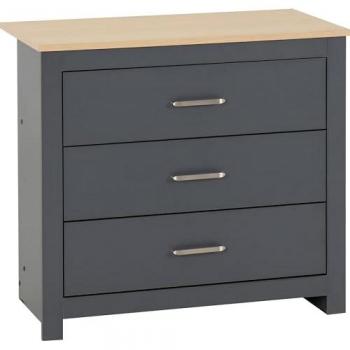 Seconique Portland Grey and Oak 3 Drawer Chest of Drawers