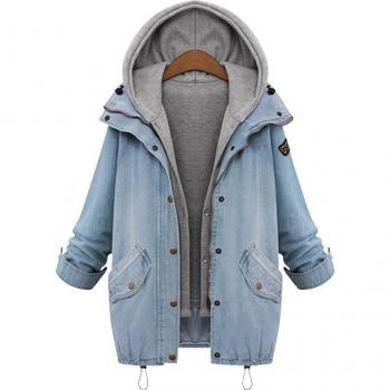 Blouson à Capuche Denim pour Grossesse, Taille Extra