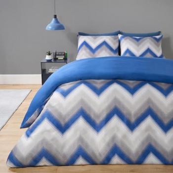 OHS Navy/Grey Zigzag Quilt Cover Set