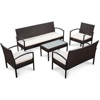 VidaXL Set Divani da Esterno 5 pezzi Polyrattan Marrone