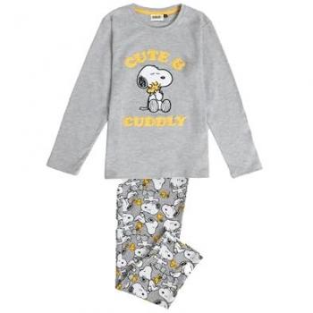 Pijama Gris de Peanuts con Mangas Largas y Carcajadas