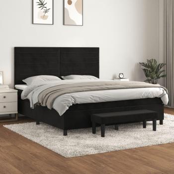 VidaXL Boxspringbett 180x200 cm mit Matratze in Schwarz aus Samt