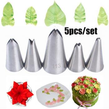 Set de 5 douilles pour décoration de gâteaux en inox