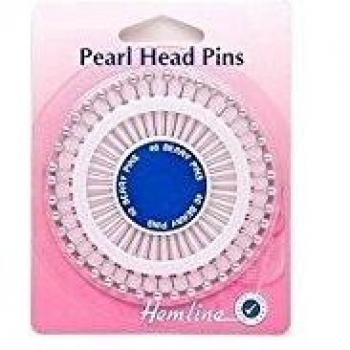 HEMLINE Quality 40 Pearl Head Pins Pinwheel Gold Silver Headed 38 x 0.65 mm