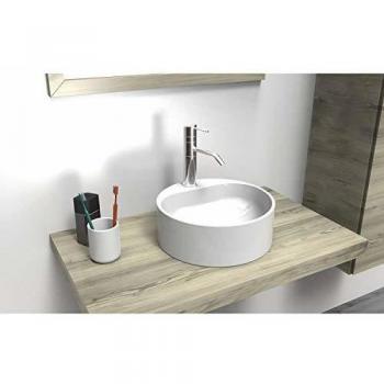 Vasque à Poser Ronde en Résine Blanche 37 cm Nori