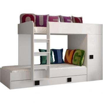 ABIKS MEBLE Toledo 2 Letti Castello 203,3x106,6x125 cm – colore bianco e nero